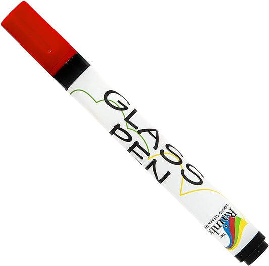 Glass Pen Window Marker: Liquid Chalk Markers for Glass, Car Marker or Mirror Pen with Washable Paint - Car Windows, Mirror, Storefront Windows, Parade & Party, Holiday (Red, Fine Tip)-DeskLoop Office