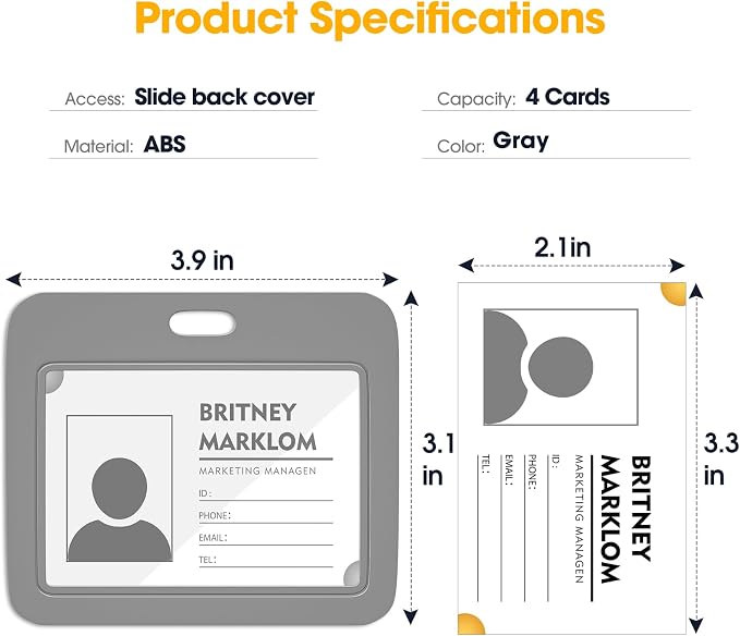Horizontal Sliding ID Badge Holder - Image 2