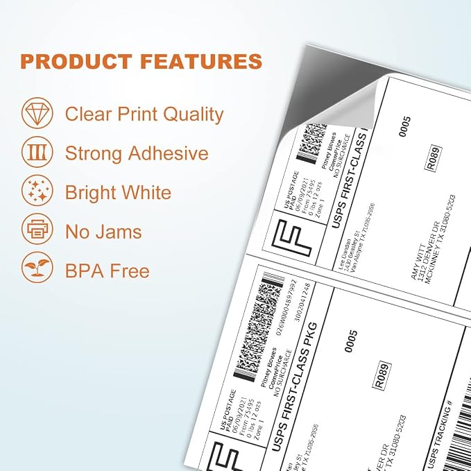 Half Sheet Laser/Ink Jet Shipping Labels UPS FedEx Address Labels - Image 4