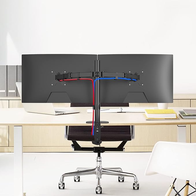 Pholiten Dual Monitor Stand,Heavy Duty Adjustable Monitor Desk Mount for 2 Screens up to 38Inches,Dual Monitor Arm with Height Adjustable Tilt Swive Rotate,Holds up to 22 lbs-DeskLoop Office