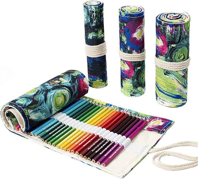 DIYOMR 24/36/72 Slots Pencil Wrap Roll Up Bag, Artist Colored Roll by DIYOMR