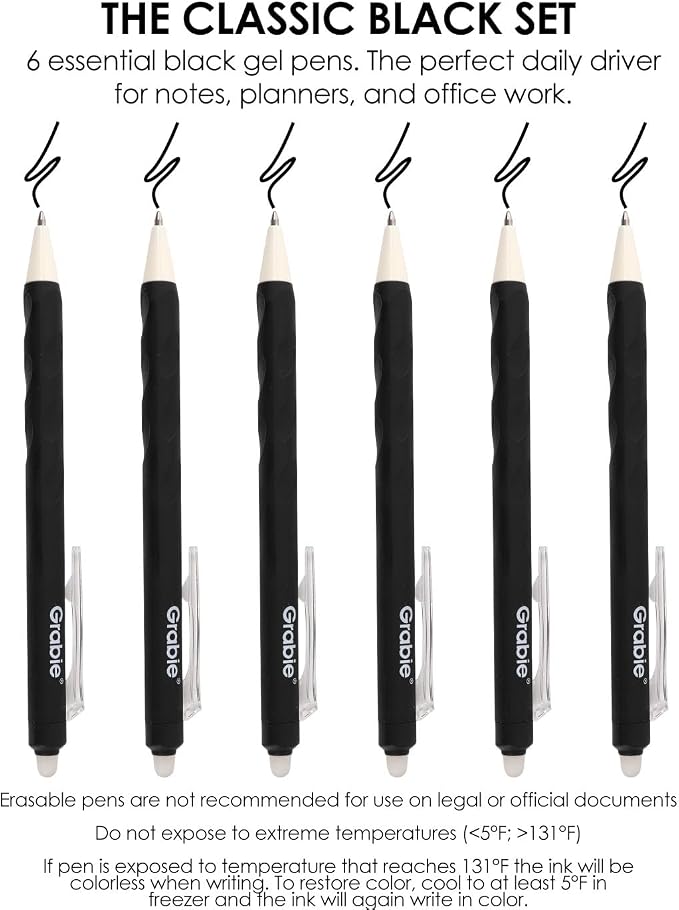Grabie Erasable Gel Pens, Medium Point 0.7 mm Erasable Pens, Make Mistakes - Image 4
