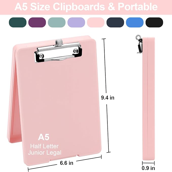 Meiikun Small Clipboard with Storage, A5 Clipboards with Pen Holder, Half - Image 2