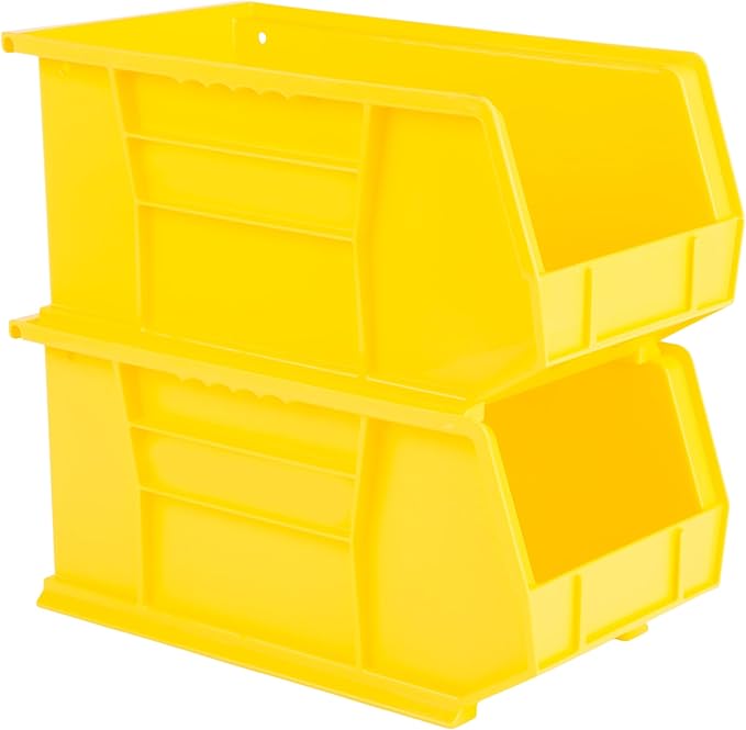Hudson Exchange 15" x 8" x 7" Plastic Stackable Storage Bin and Hanging Container (Yellow, 1 Pack)-DeskLoop Office