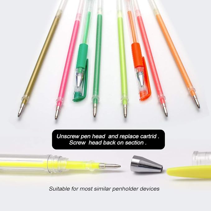 160 Colors Gel Pen Ink Refills, Glitter Neon Gel Ink Pens Refills Replace - Image 2