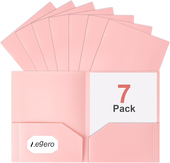 Aegero Plastic Folders with Pockets, Durable Heavy Duty File Folders with by Unknown