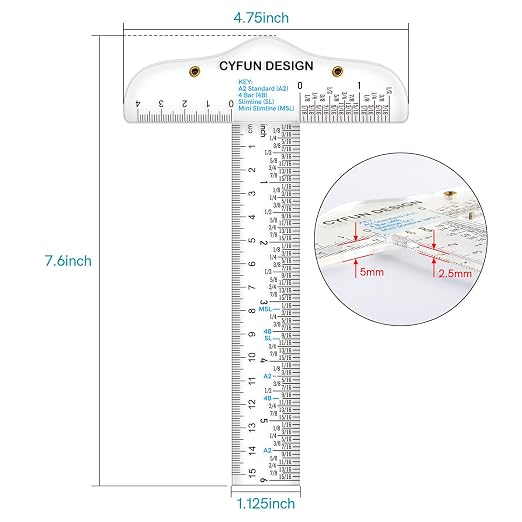 6PCS 6 Inches/15cm Acrylic Clear T-Square Ruler, Inches and Metric, T Square - Image 2