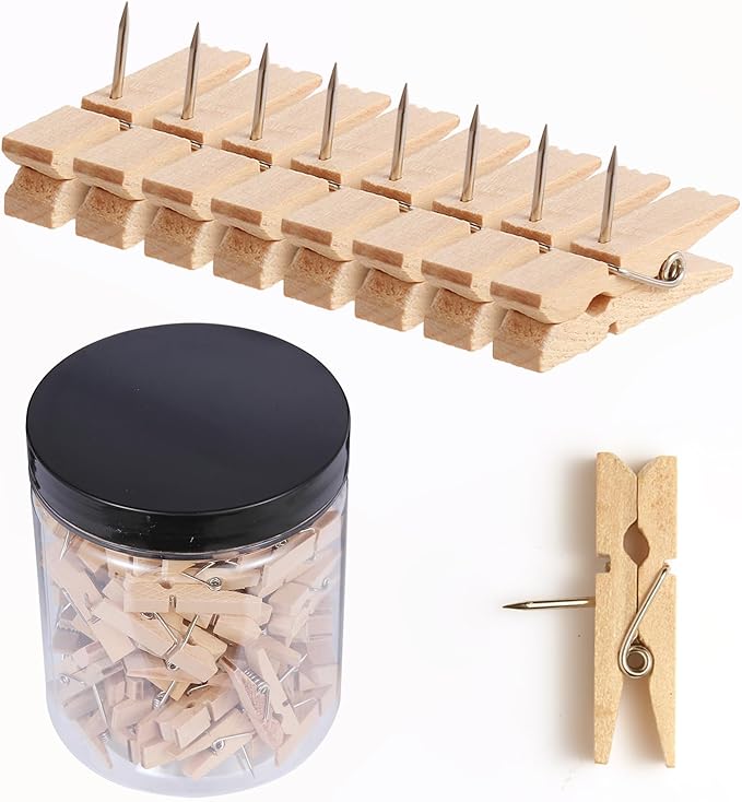 100-Pack Wooden Push Pins for Bulletin Board | Durable Cork Board Clips by ZYFOFFICE