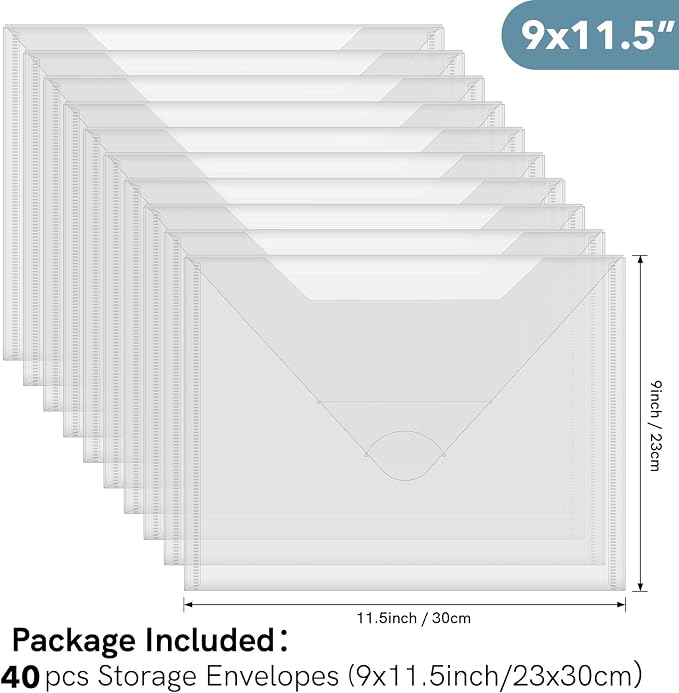 Briartw 40 Pack Large Storage Bag, 11.5"x9"Resealable Plastic Envelopes Pockets - Image 2