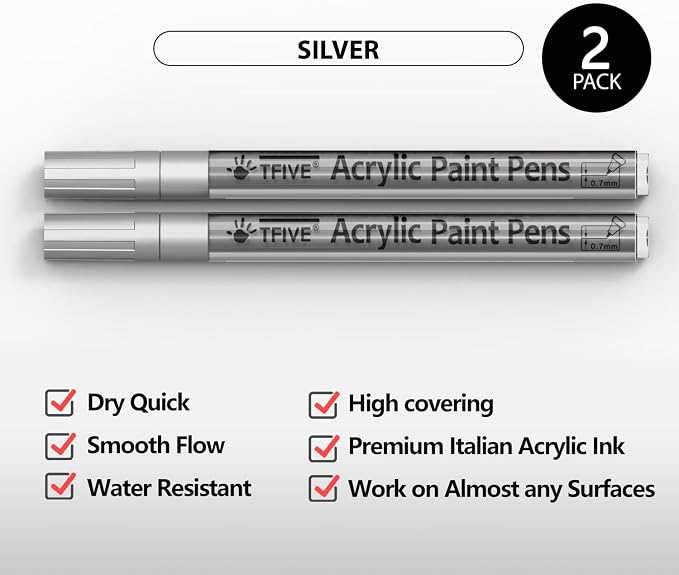 Silver Paint Marker Pens - Image 2