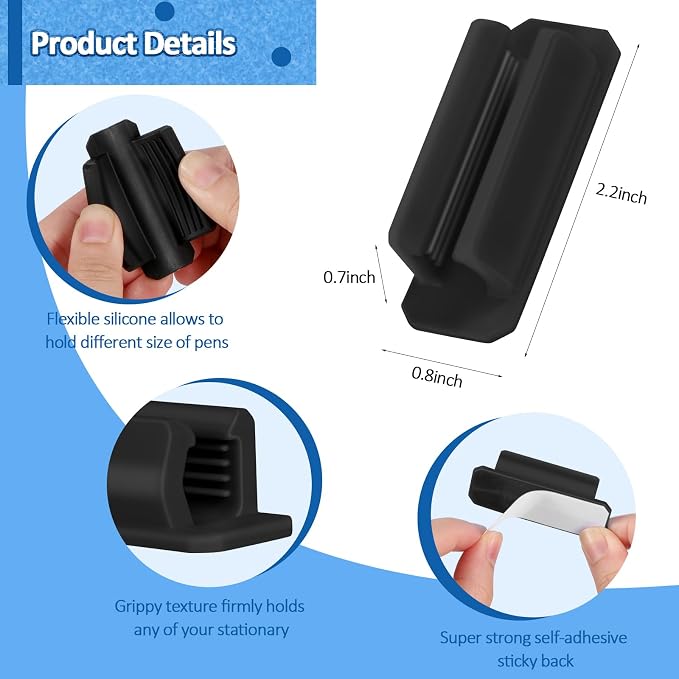 BOBOKA 20Pcs Pencil Holder for Desk, Adhesive Pen Holder for Classroom - Image 6