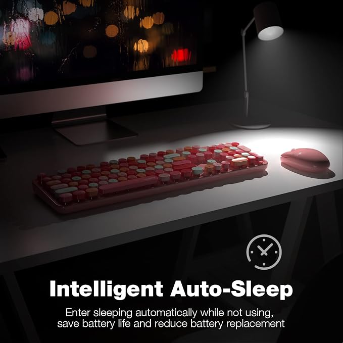 MOFII Wireless Keyboard and Mouse Combo, 2.4GHz Retro Full Size - Image 4