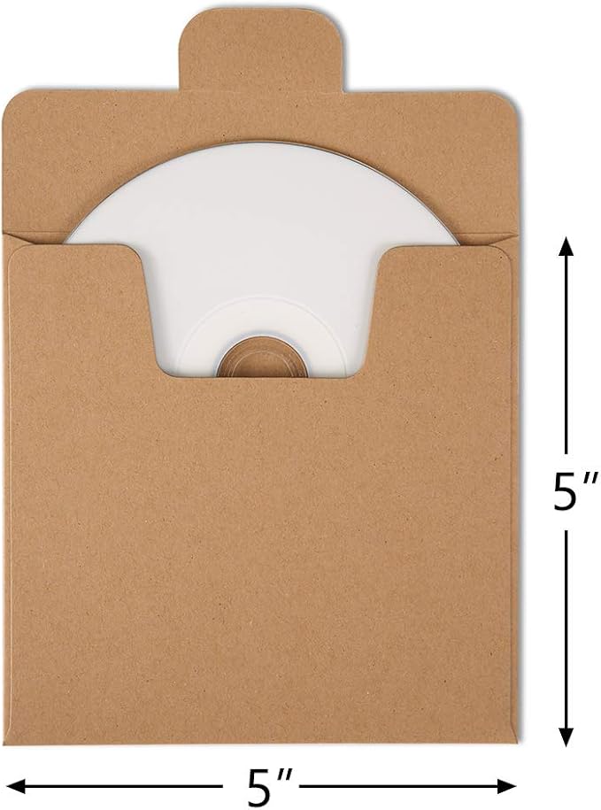 ValBox CD Sleeves 100 Packs Kraft Paper Envelopes 5 x 5 Inches Brown DVD Paper - Image 2