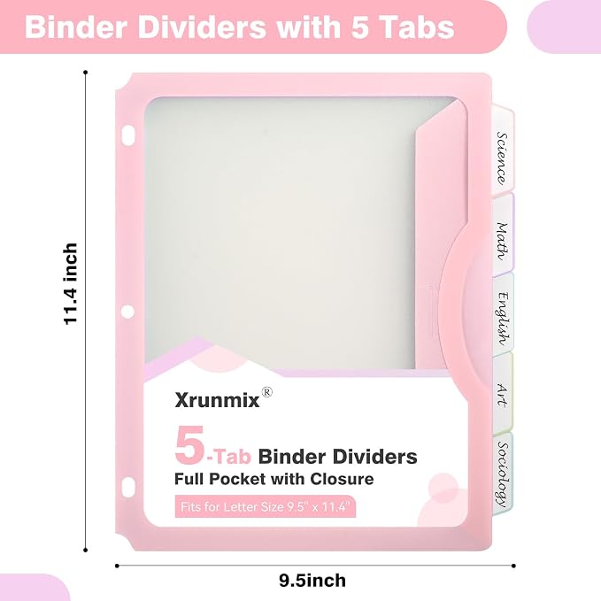 15 Counts Dividers with One Full Pocket, 5-Tab Binder Dividers - Image 2