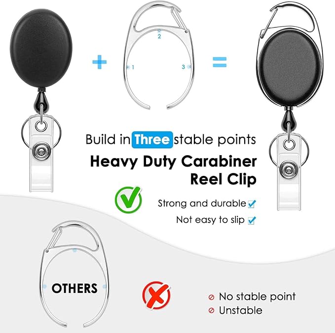 KTRIO ID Badge Holder with Retractable Reel, Horizontal, 2 Pack | Fits 3.7x3.4" - Image 2