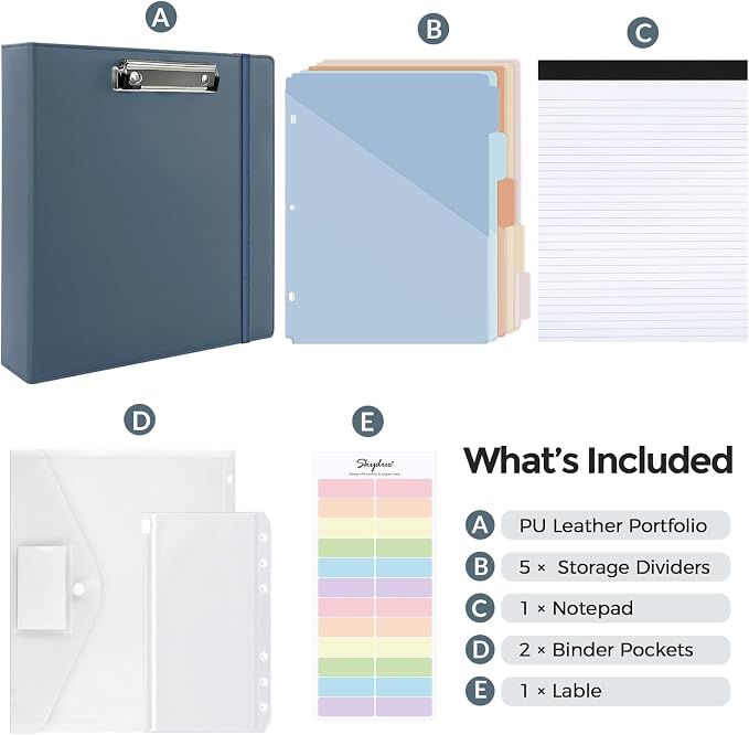 SKYDUE 3 Ring Binder with Clipboard, 2 Inch Heavy Duty Binder, PU Clipboard - Image 3