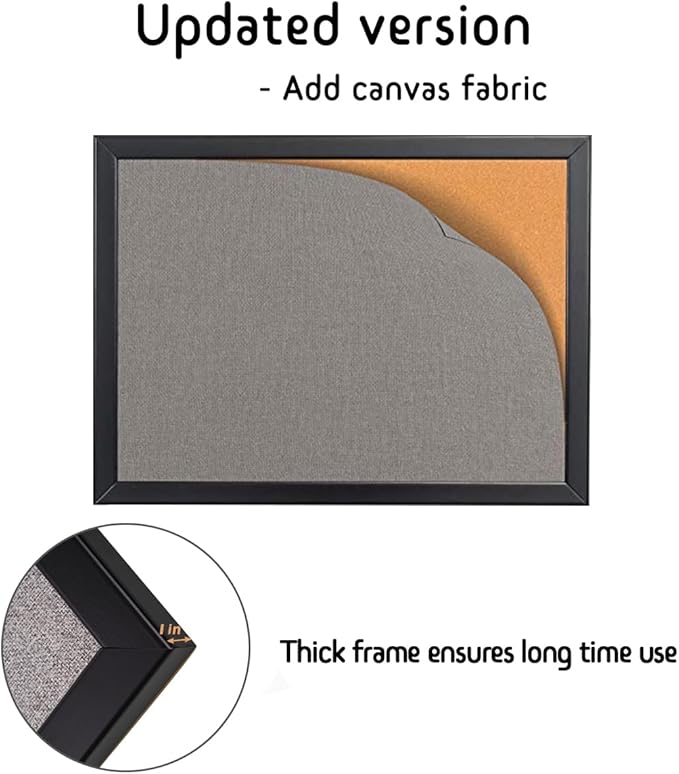 Gideal Large Bulletin Board 36 x 48 Inch, 100% Wood Framed Canvas Cork Board for Office with Grey Fabric, Wall Mounted Notice Board for Home School Office Decor-DeskLoop Office