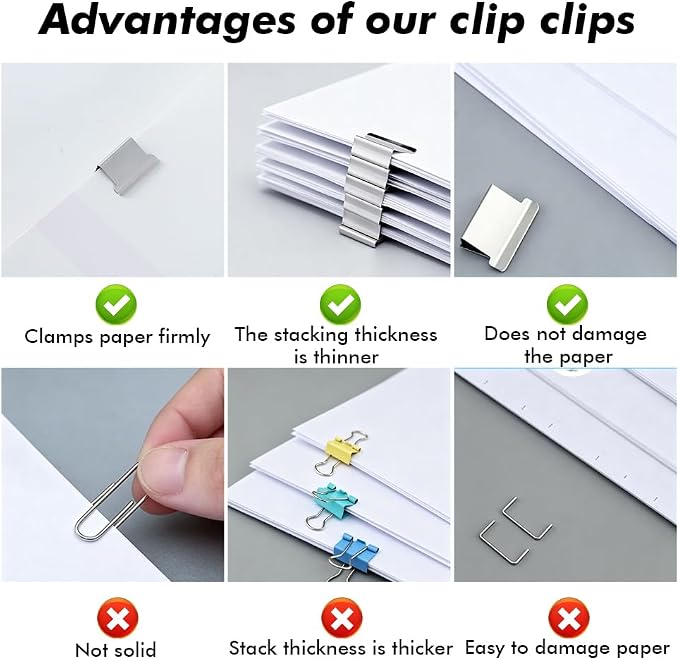2 Pcs Portable Binder Clip Stapler, Reusable Handheld Paper Clam Clip Dispenser - Image 4