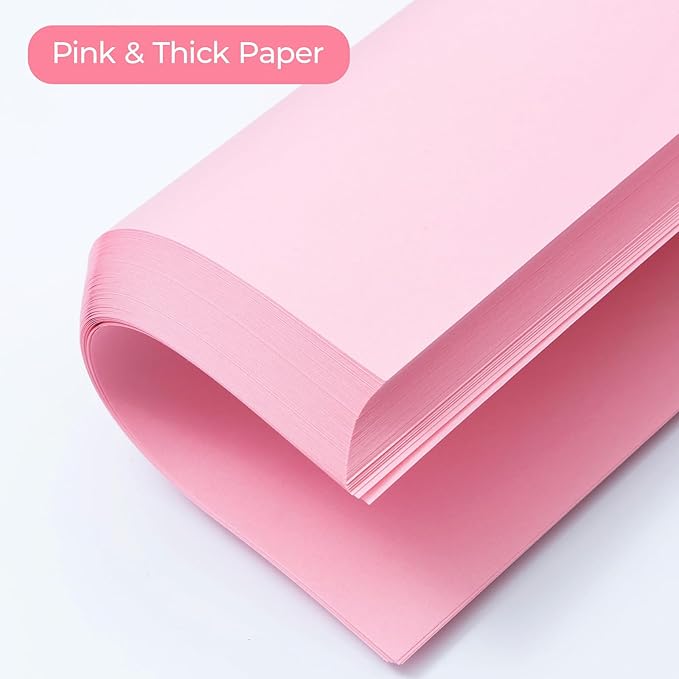 M&G 100 Sheets Pink Copy Printing Paper, 8.3 X 11.7 inch Colored Printer Papers, Pink Construction Paper for Card Making Scrapbooking School Office Party DIY Craft-DeskLoop Office