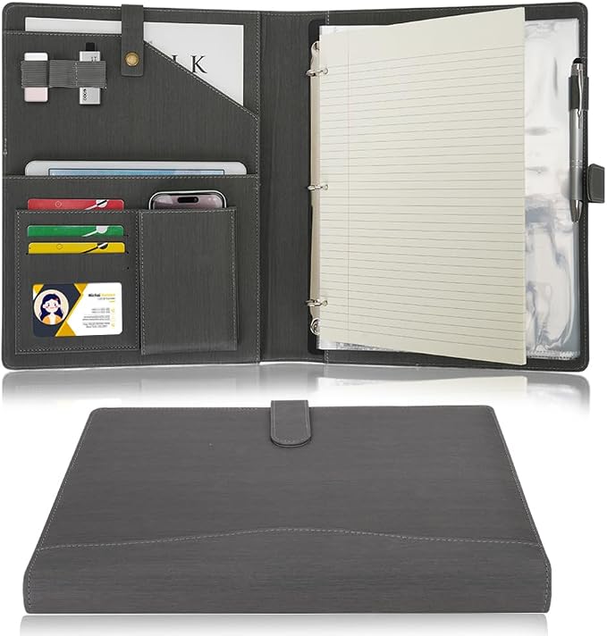 Wonderpool A4 PU Leather Portfolio Holder Ring File Document Case by Wonderpool