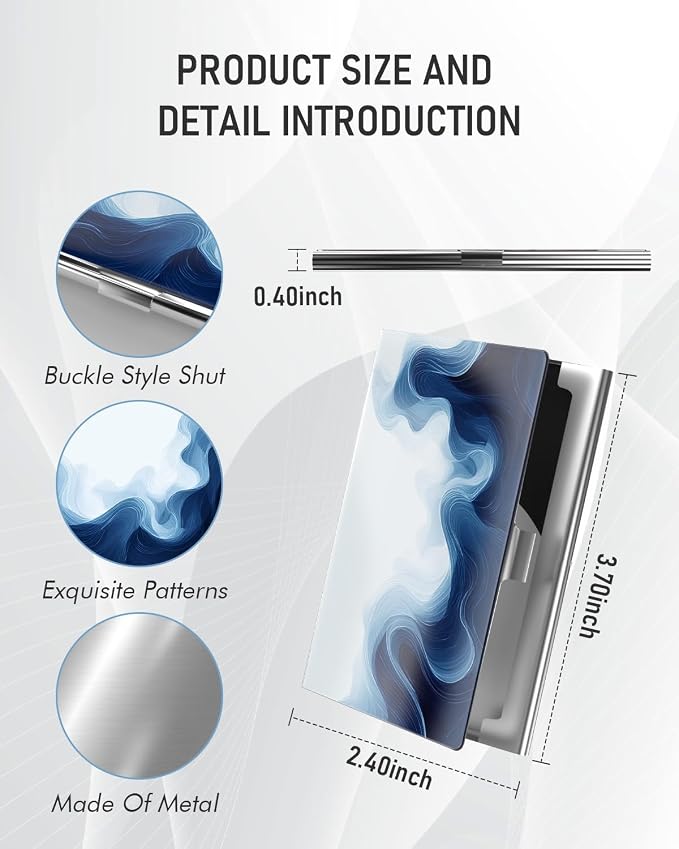 Business Card Metal Slim Organizer, Professional Stainless Steel Square Pocket - Image 3