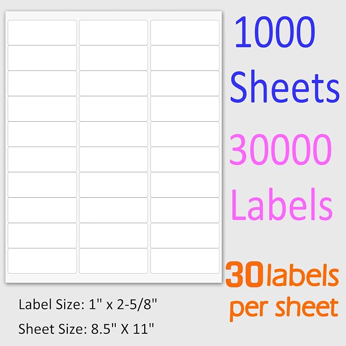 1" x 2-5/8" Shipping Address Labels 30000 Label Stickers Paper - Image 7