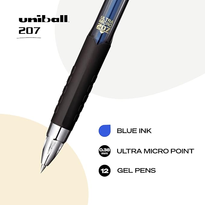 uniball 207 Retractable Gel Pens, Ultra Micro Point, 12 Pack - Image 3