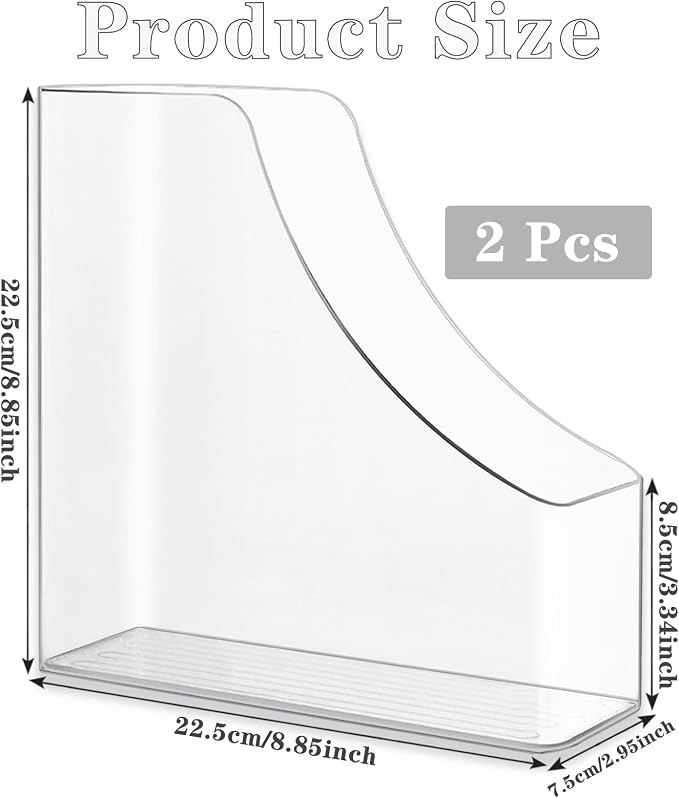 2 Pack Vertical File Holder Clear Acrylic Desk Organizer Storage Bins Holding - Image 2