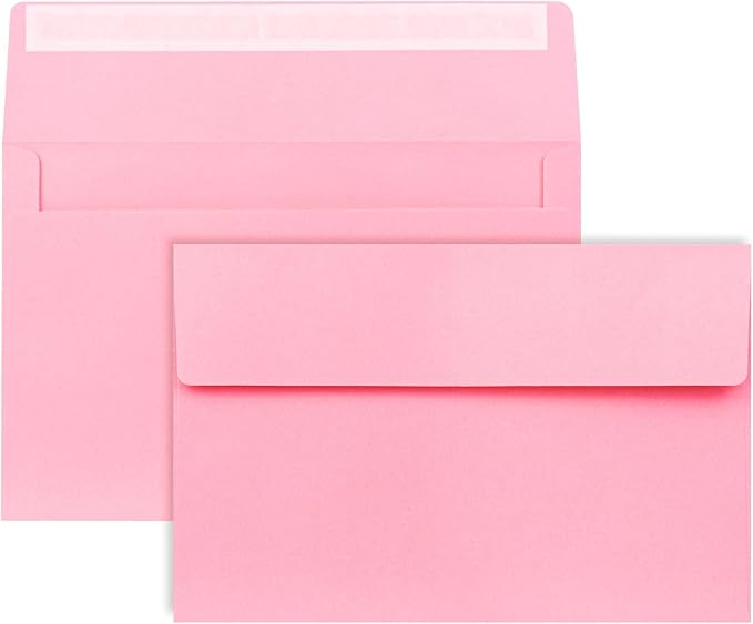 A9 Envelopes Pink 5.75x8.75 Invitation Envelopes Self Seal Pack of 50 Blank by AZAZA
