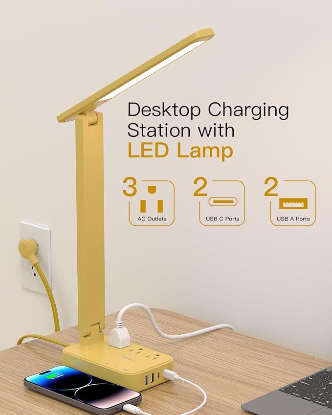 Addtam LED Desk Lamp, Power Strip - Image 2