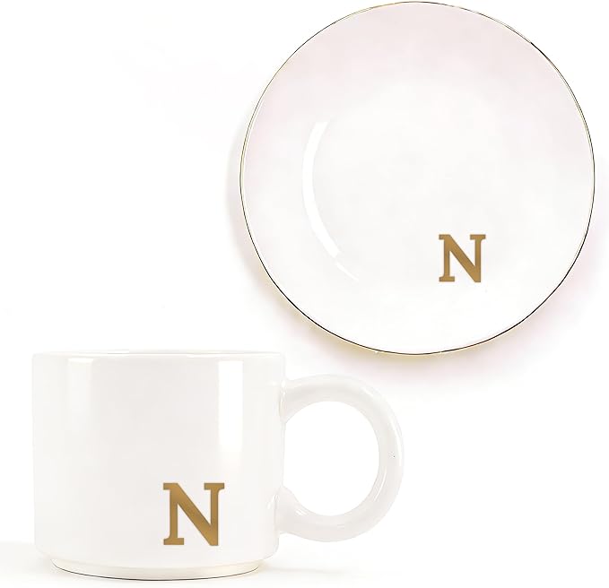 RainVibe Elegant Gift Set for Women – Personalized Monogram Ceramic Mug & by Unknown