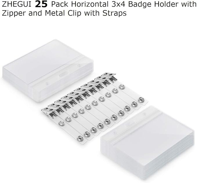 ZHEGUI Clear Plastic Horizontal Name Tag Holders and Metal Badge Clips - Image 2