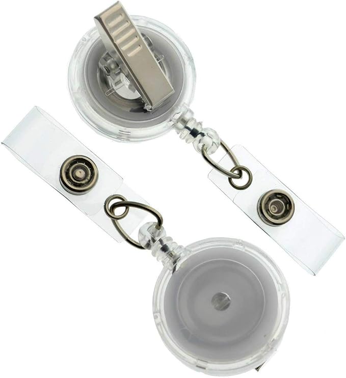 Bulk 100 Pack - Premium Clear Retractable Badge Reels by SpecialistID