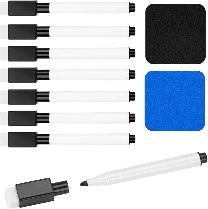 8 Pcs Black Magnetic Dry Erase Markers by JEFURE