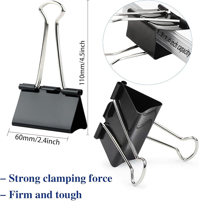 50 Pack Extra Large Binder Clips 2.4 Inch, Upgrade Large Binder Clips Big Paper - Image 2