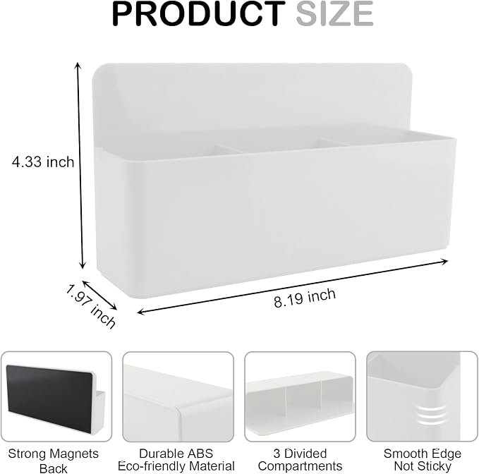 KITANIS Magnetic Pen Holder, 3 Compartments Magnetic Dry Erase Marker Holder - Image 2