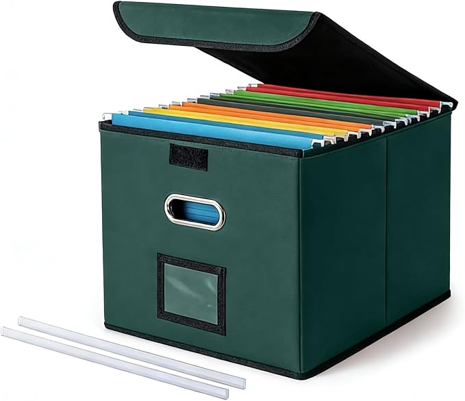 CADONO File Organizer Box with Lid, Large Hanging File Folder Organizer with by CADONO