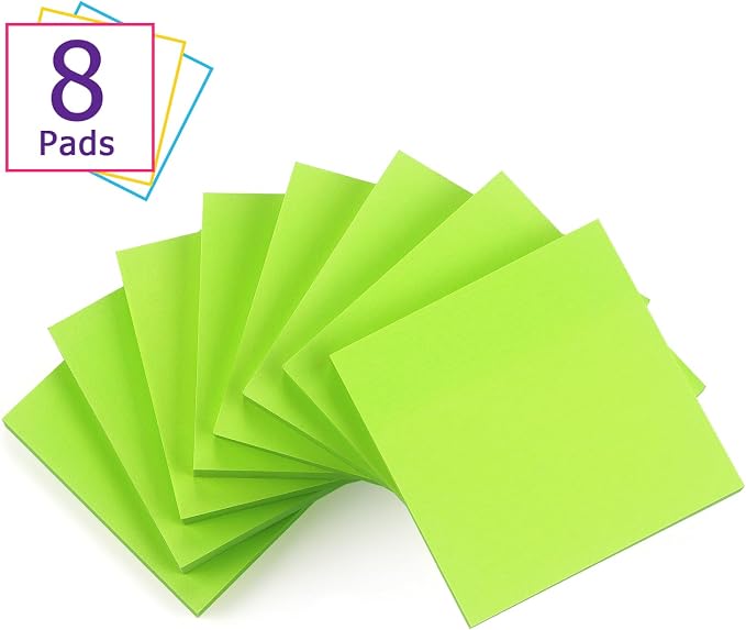 Sticky Notes 3x3 Self-Stick Notes Bright Colors Sticky Notes 8 Pads 80 Sheet/Pad - Image 2