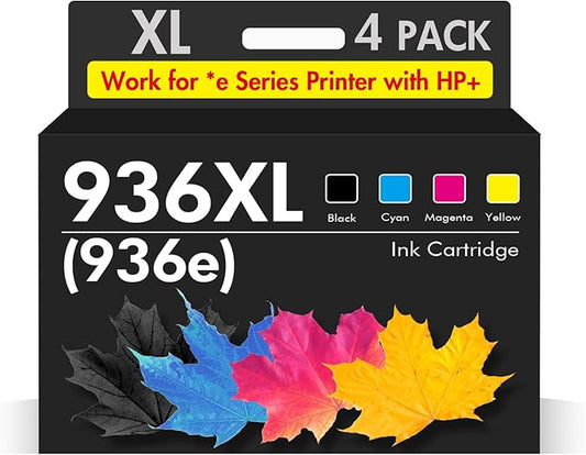 936XL 936 9125e Ink Cartridges Combo Pack: Replacement for HP 936e 936 Ink Cartridges for HP Printers OfficeJet Pro 9125e 9120e 9730e 9130 9135e 9122e 9128e 9110b 9120b 9130b 9130e-DeskLoop Office