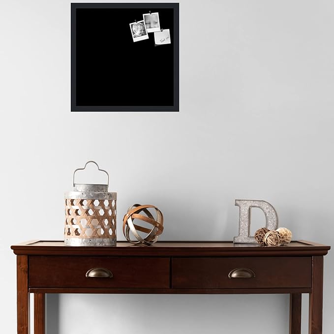 PinPix 18x18 Inch Cork Bulletin Board. This Decorative Framed Pin Board Comes with Solid Black Design and a Satin Black Frame. Ideal for Home Office Decor or Message Board (PinPix-622)-DeskLoop Office