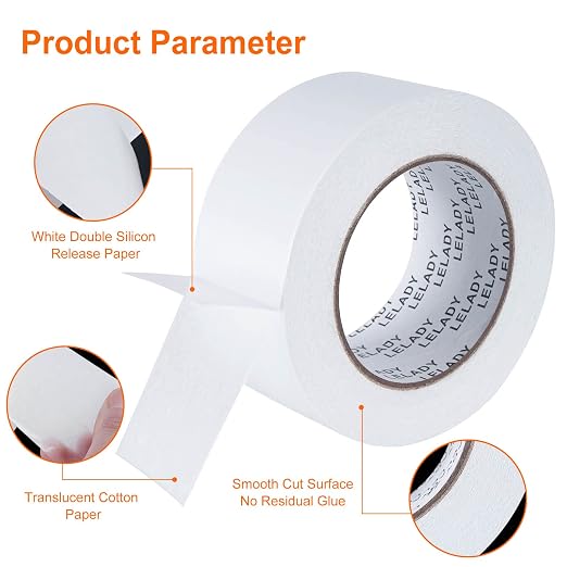 LELADY Double Sided Tape 2 Inch x 40 Yards- 1 Roll Double-Sided Adhesive Sticky - Image 3