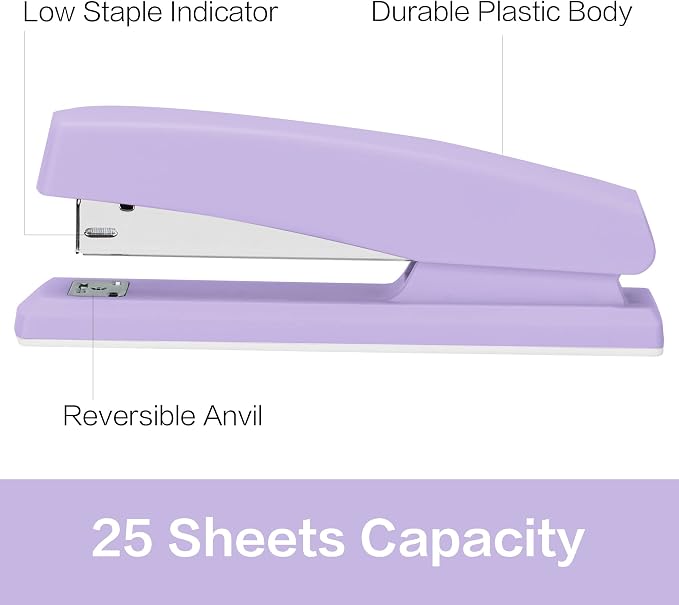 Deli Stapler, Desktop Stapler, Office Staplers, 25 Sheet Capacity, Includes - Image 2