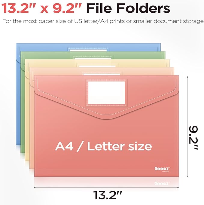 Sooez 5 Pack Plastic Envelopes, Plastic File Folder, Folders - Image 6