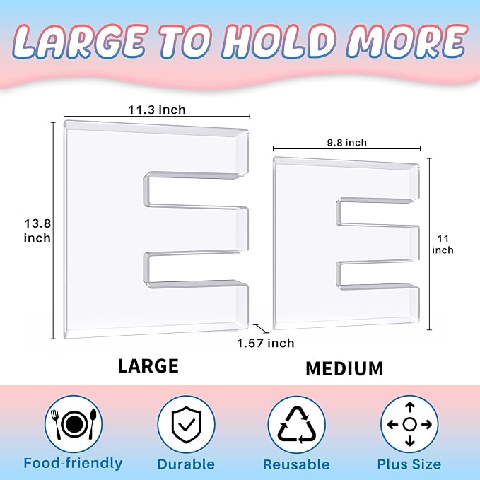 13.8" Extra Large Acrylic Letter Charcuterie Board Box, Reusable Fillable - Image 2