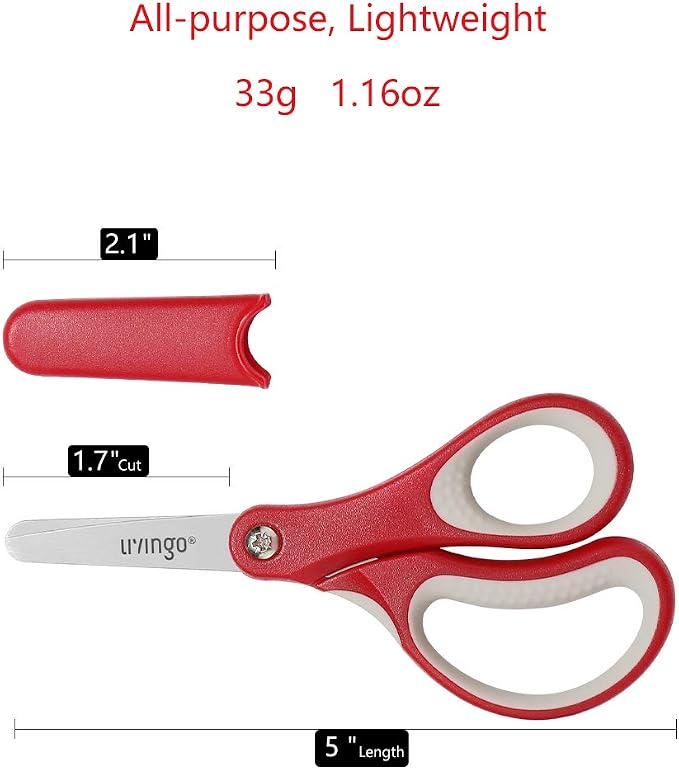 LIVINGO 5" Left and Right Handed Kids Scissors, Safety Blunt Sharp Stainless - Image 2