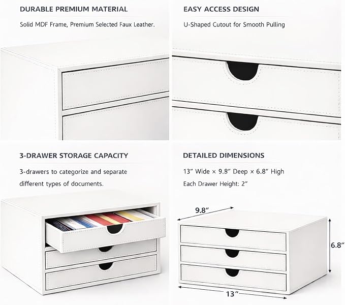 UnionBasic Document Organizer, 3-Drawer File Cabinet Document Storage Box - Image 4