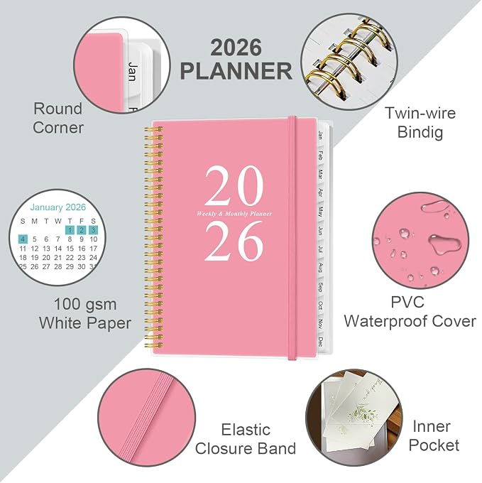 2026 Planner - Weekly & Monthly Planner Spiral Bound, Planner 2026 from January - Image 2