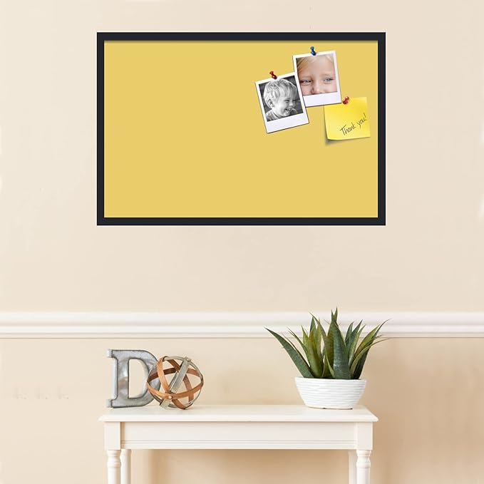 PinPix 34x22 Inch Cork Bulletin Board. This Decorative Framed Pin Board Comes with Honey Pastel Design and a Satin Black Frame. Ideal for Home Office Decor or Message Board (PinPix-1810)-DeskLoop Office