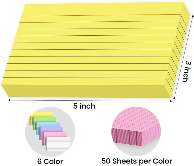 300 Count Index Cards 3x5 Inch Colored - Image 2