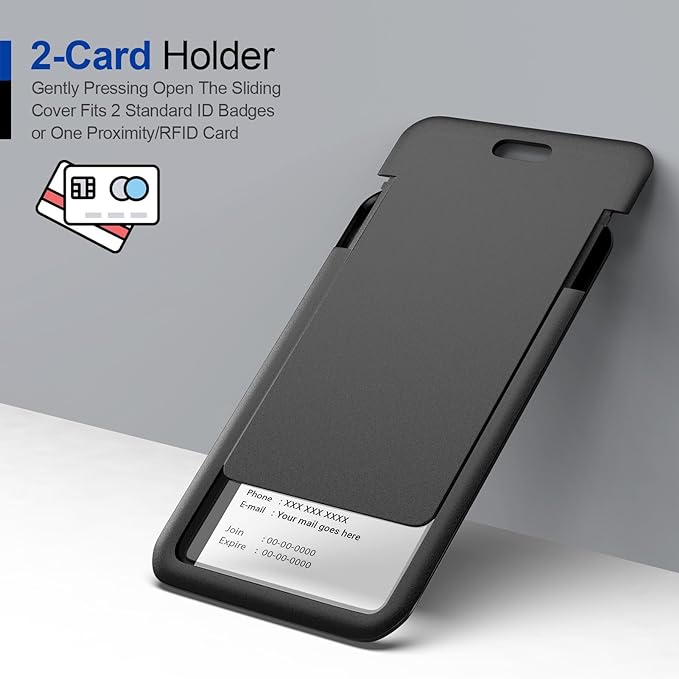 JINEASY ID 10 Pack Black Vertical ID Badge Holder Hard Plastic Sliding ID Card - Image 4